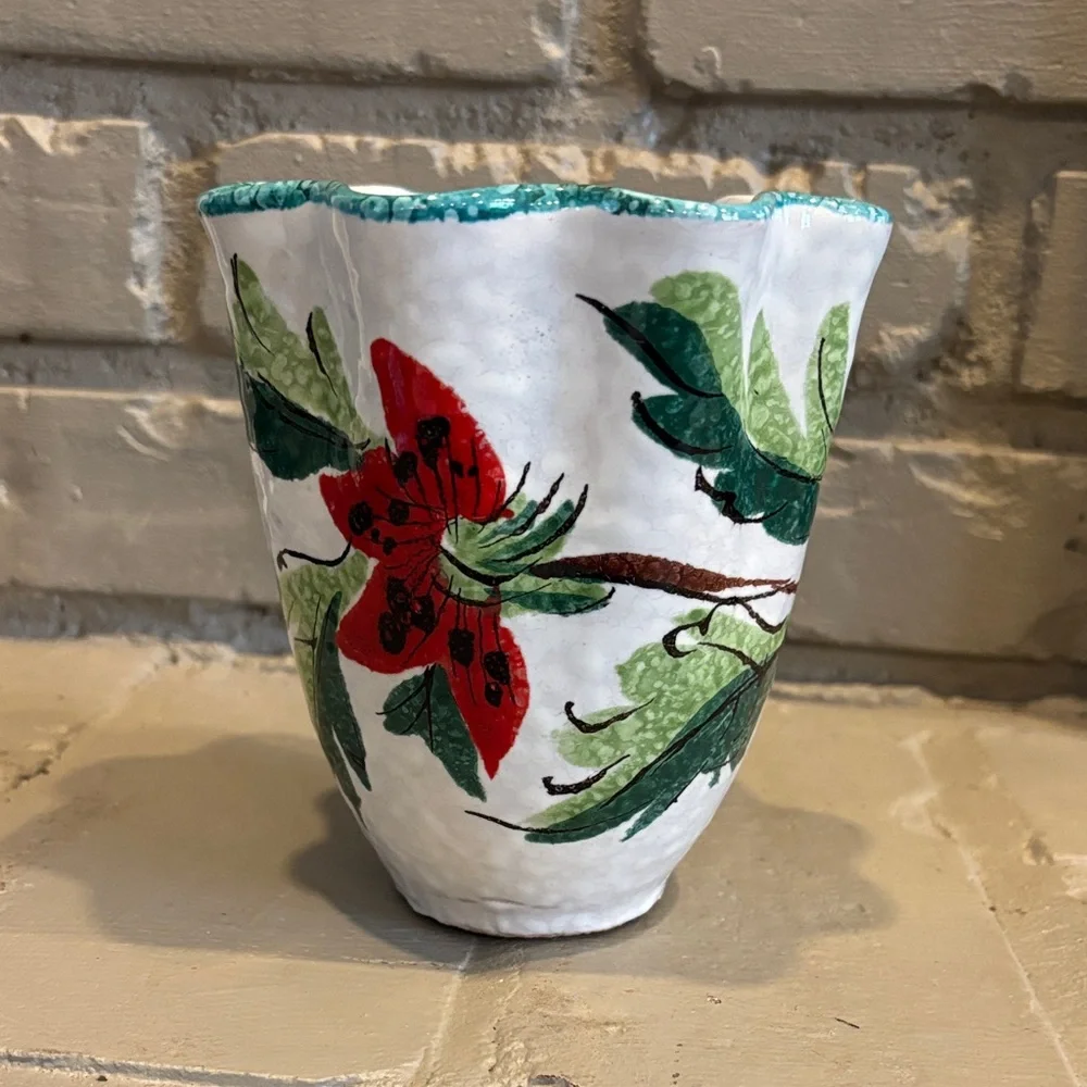 VTG Italian Handcrafted Pottery Floral Vase‎